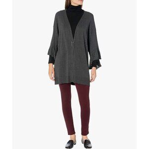 Max Studio Rufffle Sleeve Open Front Safety Pin Detail Cardigan NEW